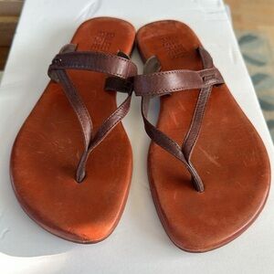 Eileen Fisher Brown Leather Thong Sandals